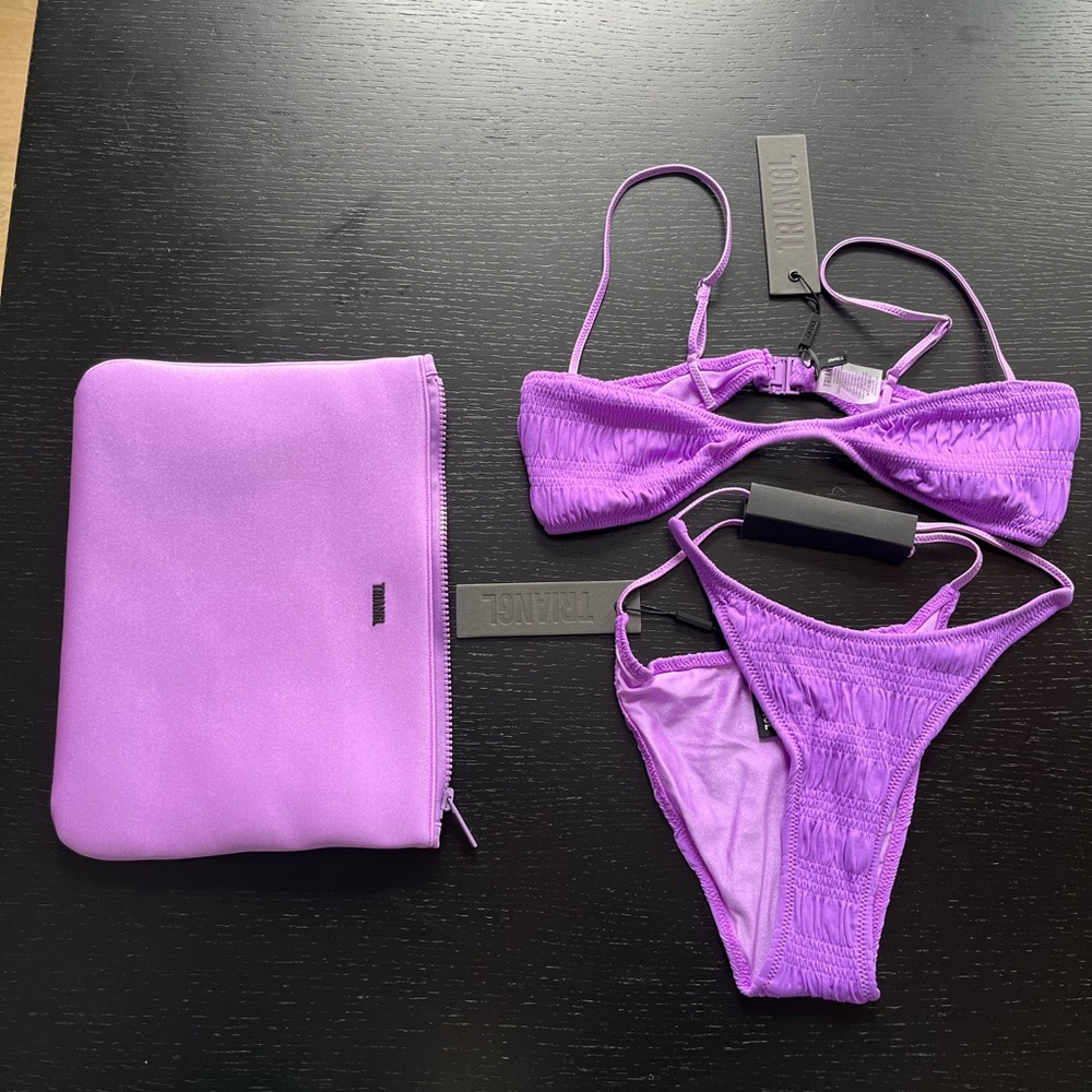 Purple Triangl Scrunchy Swimsuit Bikini